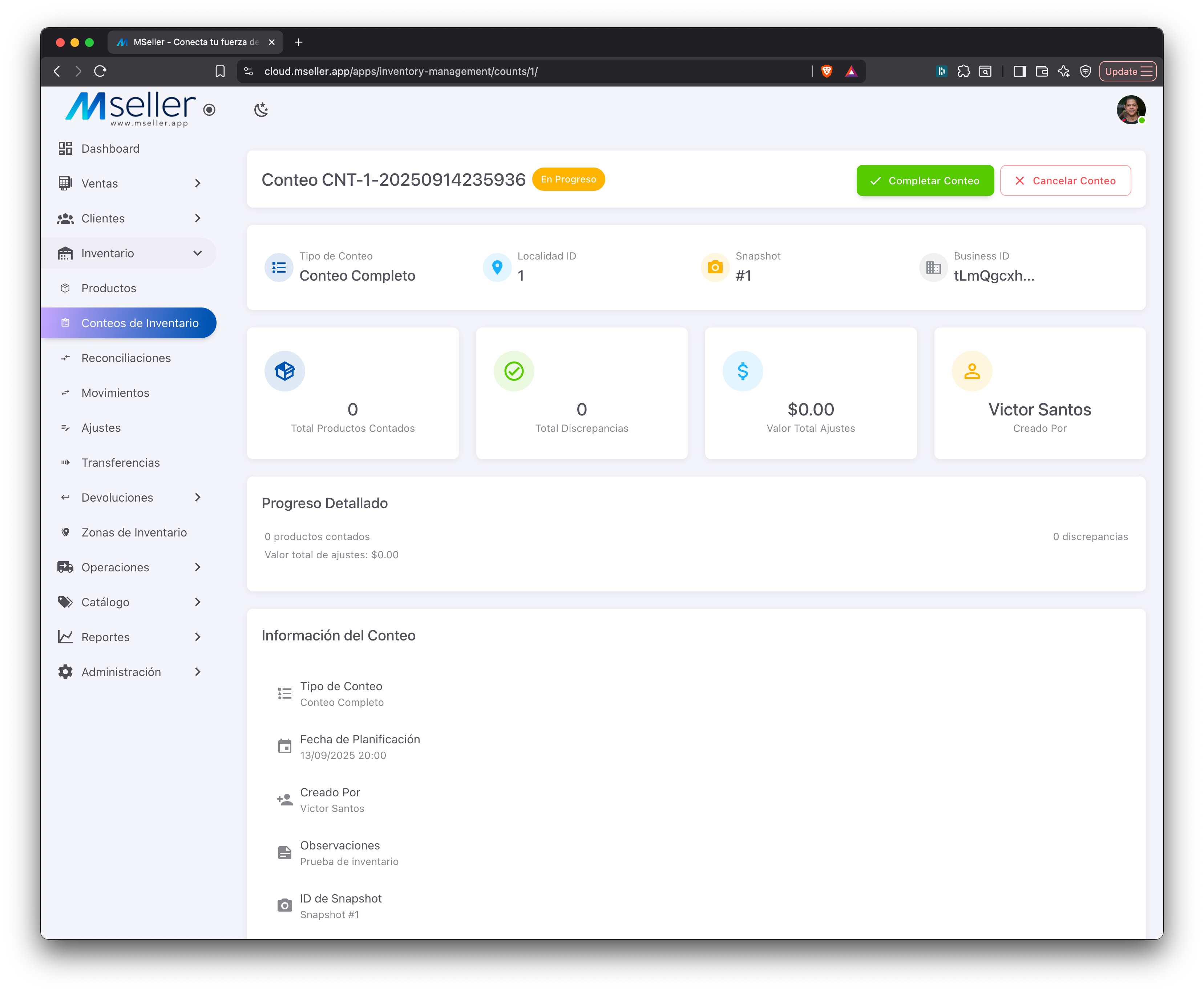 MSeller Cloud - Módulo de Inventario